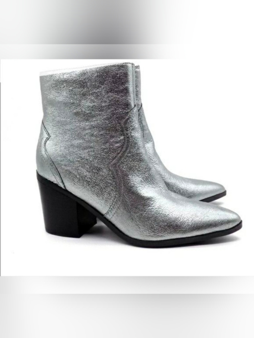 Isaac Mizrahi Caelan Western Silver Metallic Boots